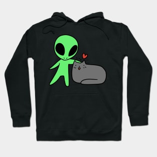 Alien Loves Cat Hoodie